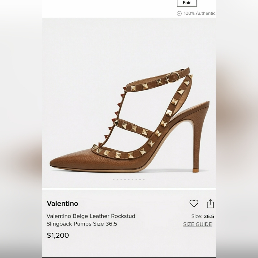 Authentic Valentino Garavani Rockstud Heels  Nude Leather Pumps Size US 7
